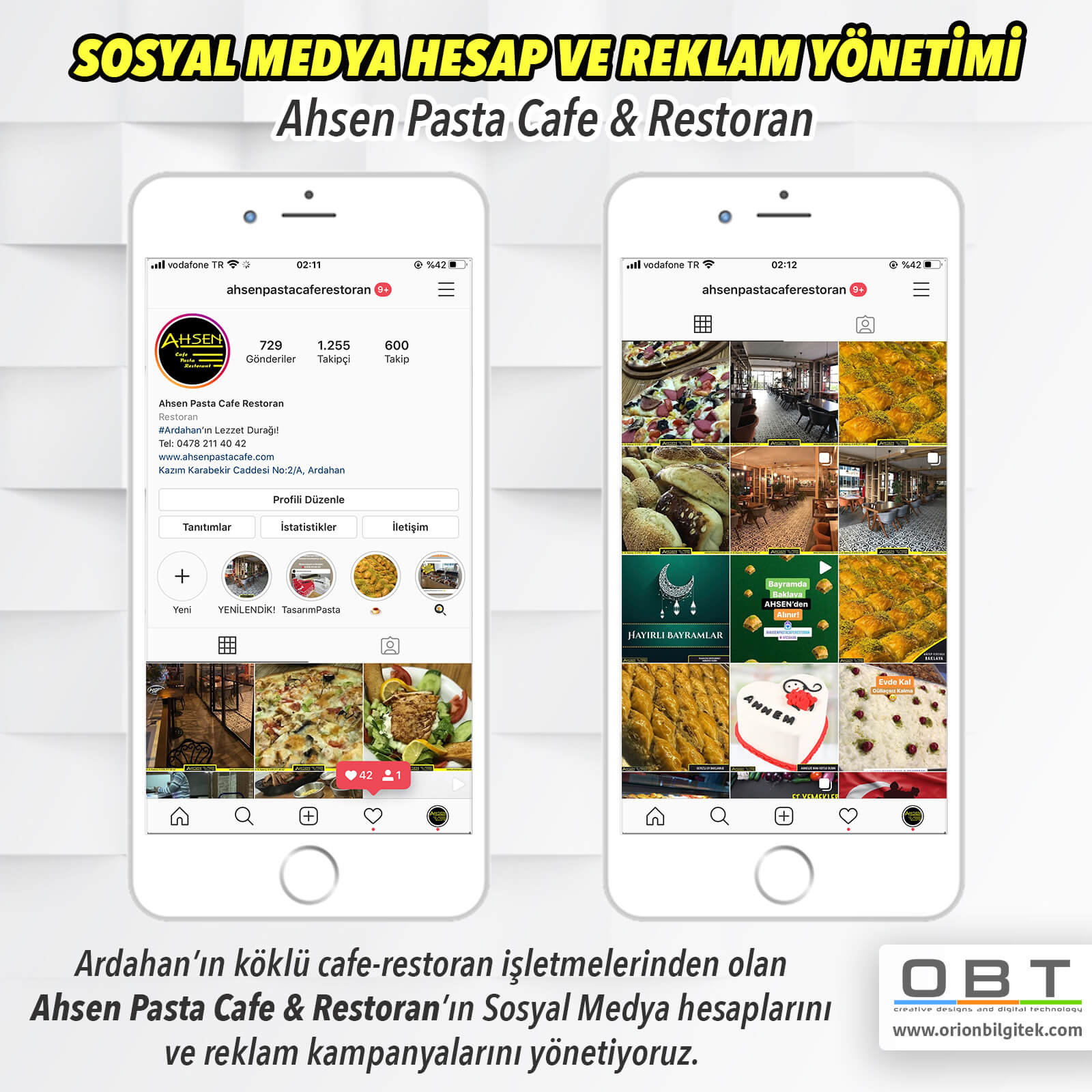 Ardahan Ahsen Pasta Cafe Restoran Sosyal Medya Yönetimi